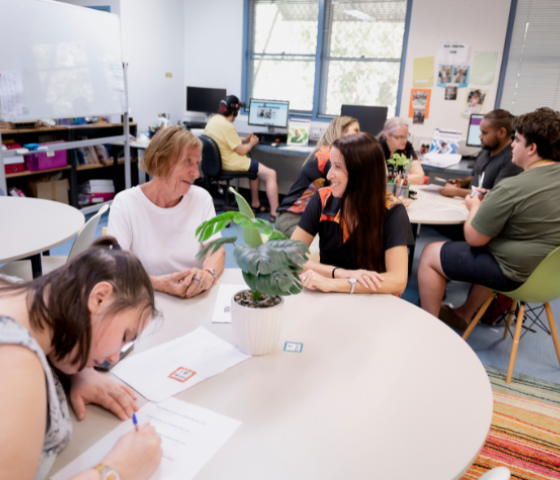 students working in classroom